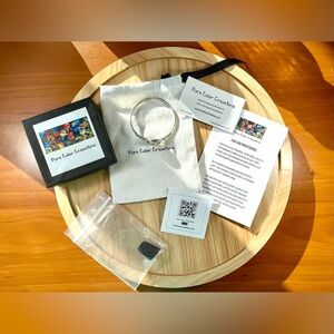 Sterling Silver Cuff Bracelet w. Hand-Painted Glass